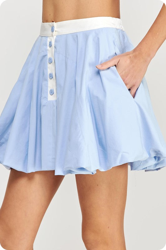 Lt Blue Bubble Mini Skirt