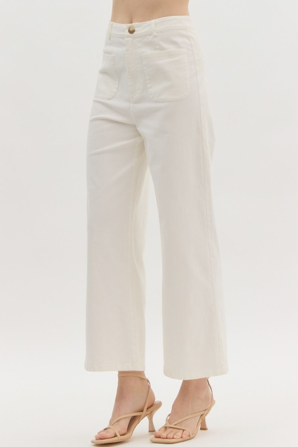 Entro White Wide Leg Pants