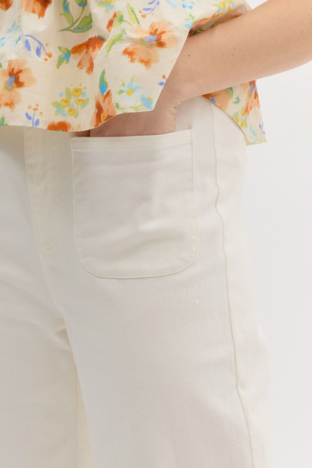 Entro White Wide Leg Pants