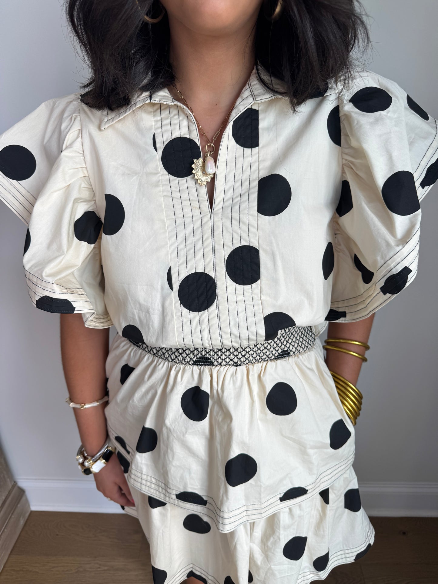 Strike a Pose Polka Dot Flutter Sleeve Dress