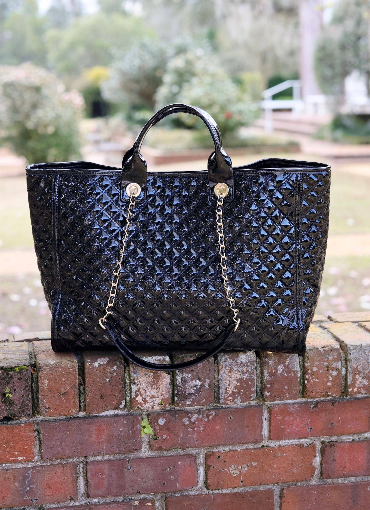 Melissa Tote Bag BLACK PATENT SQ