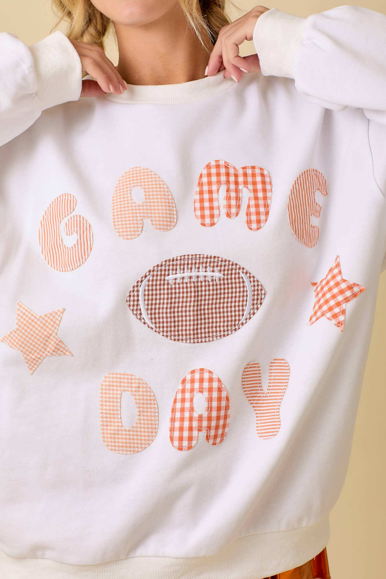 Game Day Patchwork Long Sleeve Crewneck Top