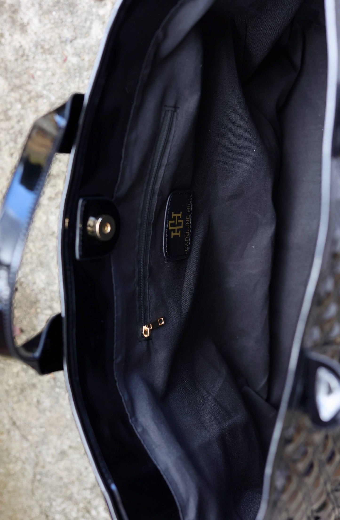 Melissa Tote Bag BLACK PATENT SQ