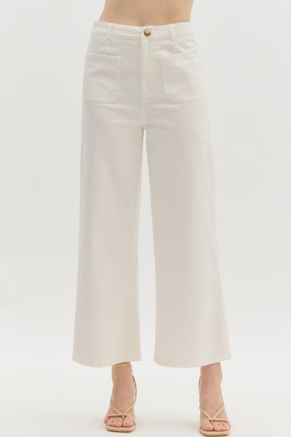 Entro White Wide Leg Pants
