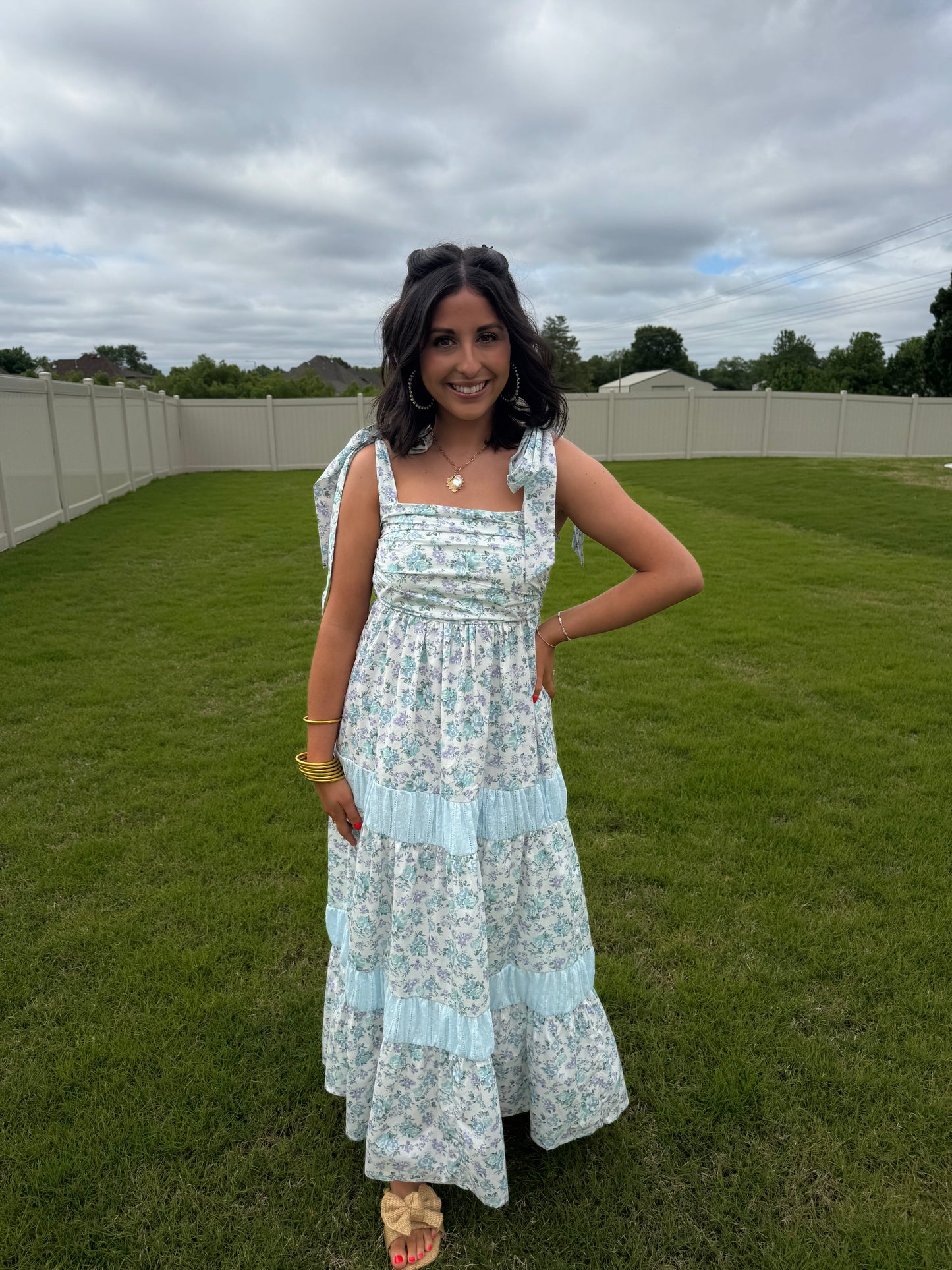 Lillian Blue Floral Maxi Dress