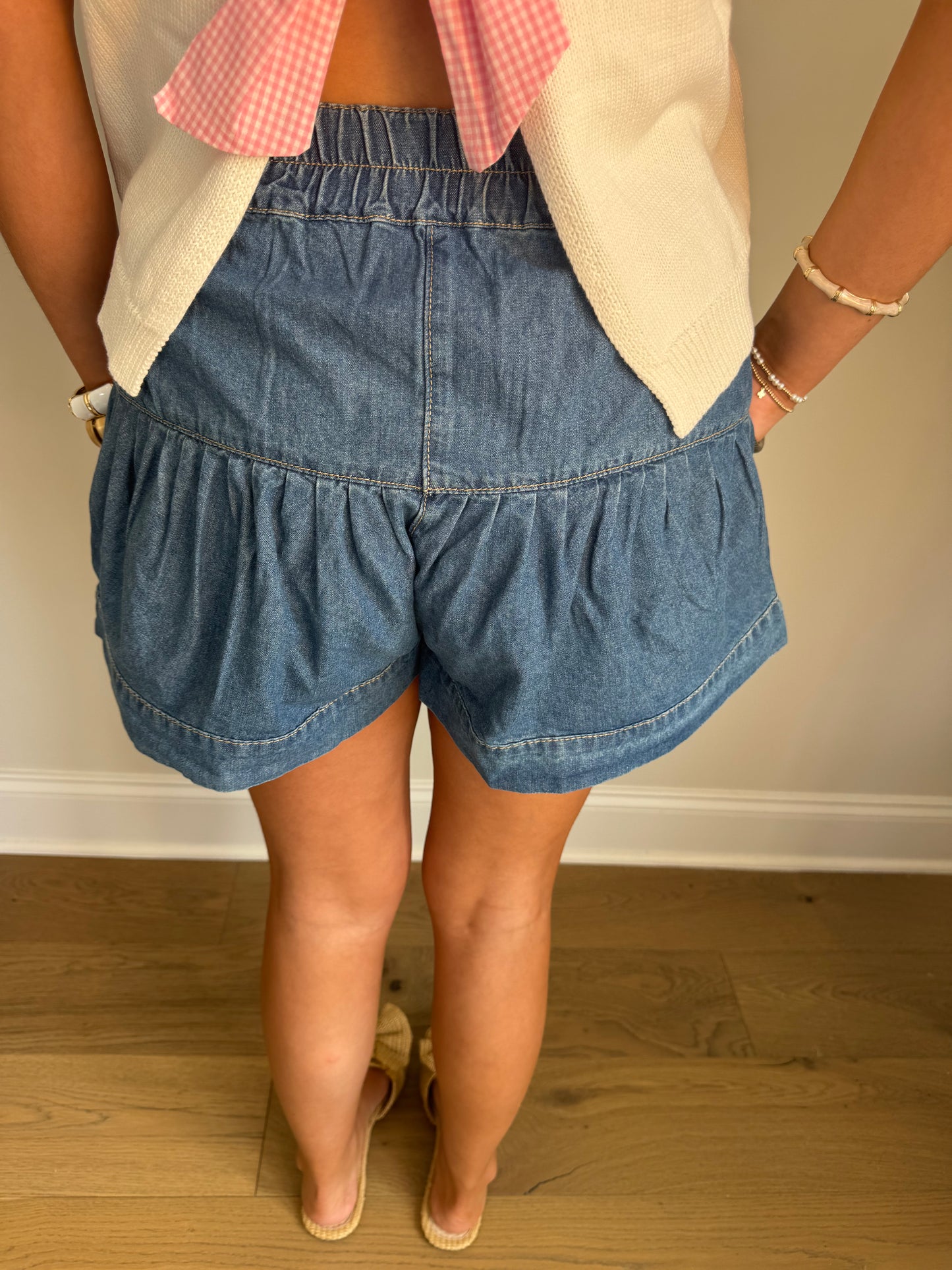 Mineral Washed Denim Shorts