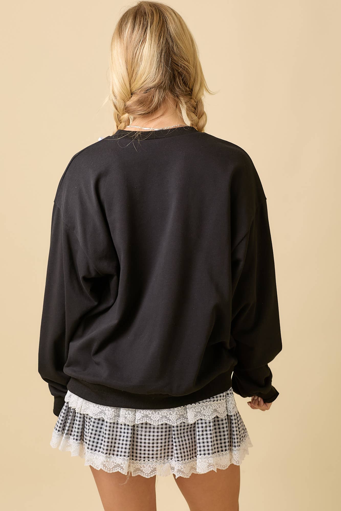Game Day Patchwork Long Sleeve Crewneck Top