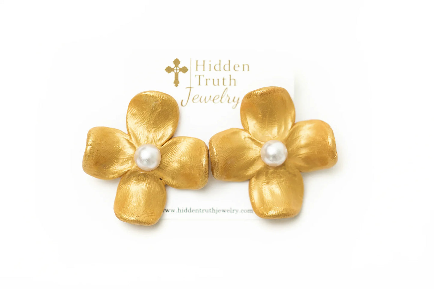 Hidden Truth Large Dogwood & Pearl Stud Earrings