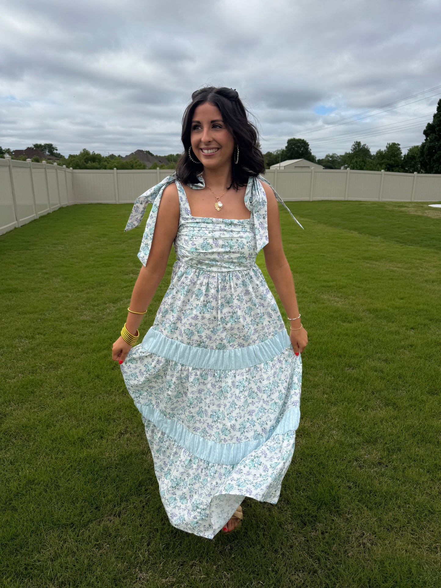 Lillian Blue Floral Maxi Dress