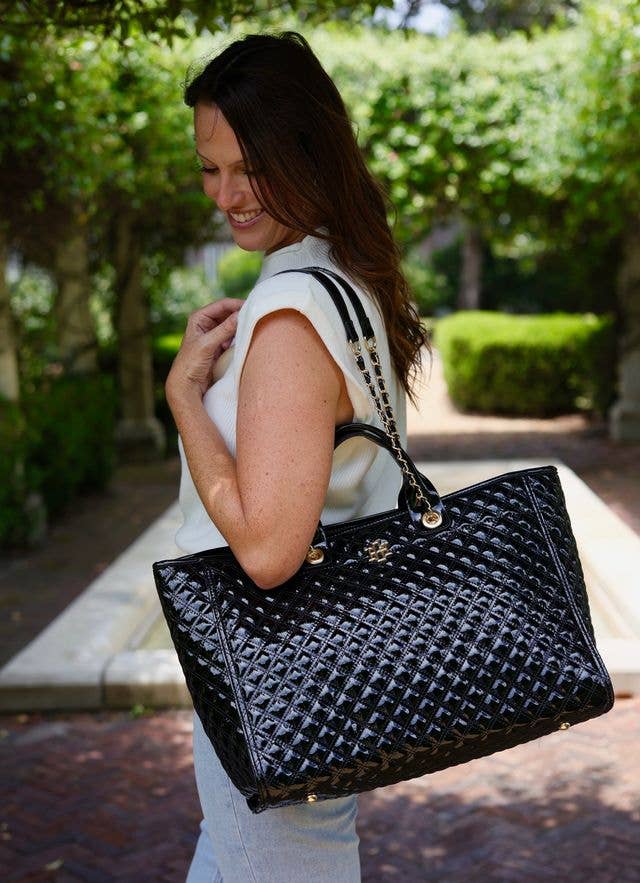 Melissa Tote Bag BLACK PATENT SQ