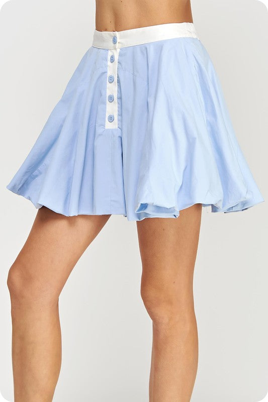 Lt Blue Bubble Mini Skirt