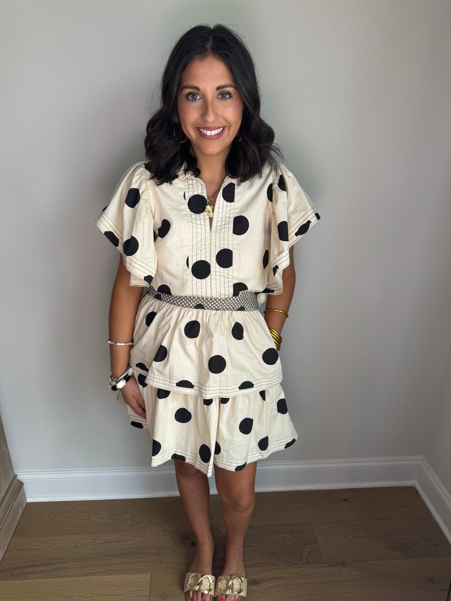 Strike a Pose Polka Dot Flutter Sleeve Dress
