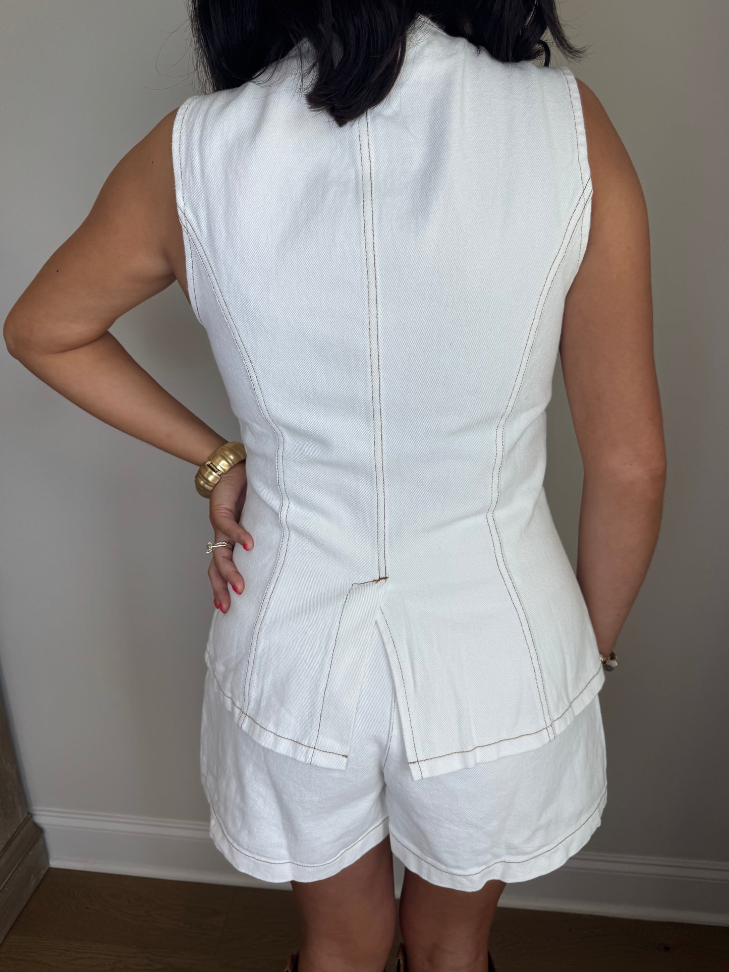 Nashville Button Down Denim Vest Short Set