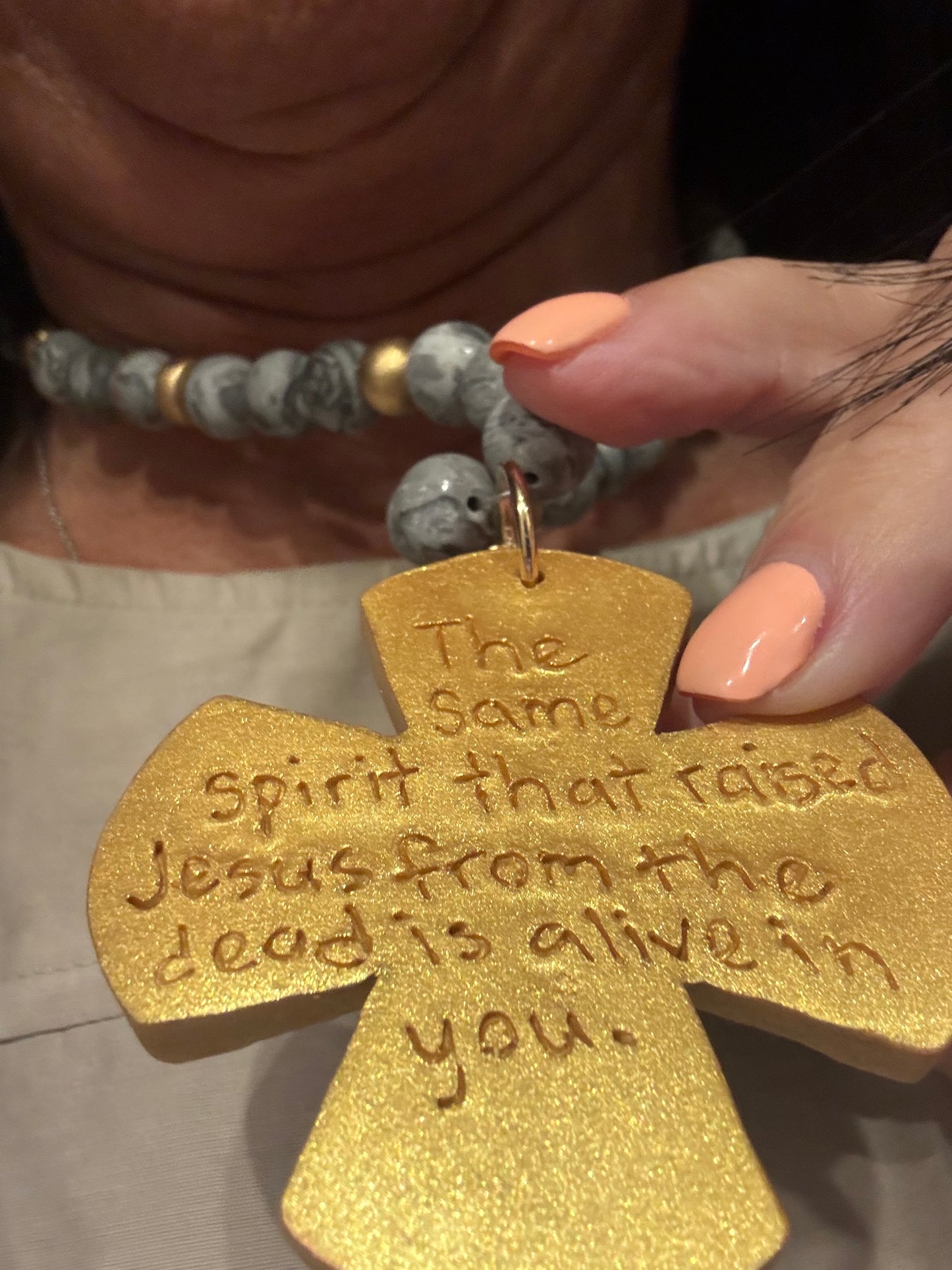 Hidden Truth Grey/Gold Cross Necklace
