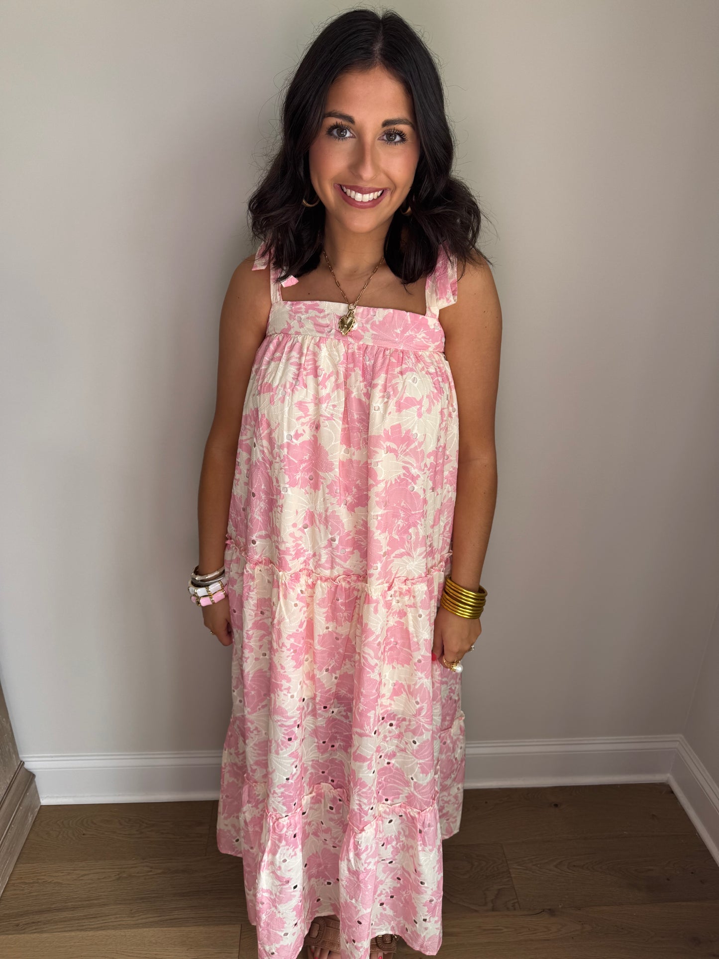 Lucy Pink Floral Bandeau Maxi Dress