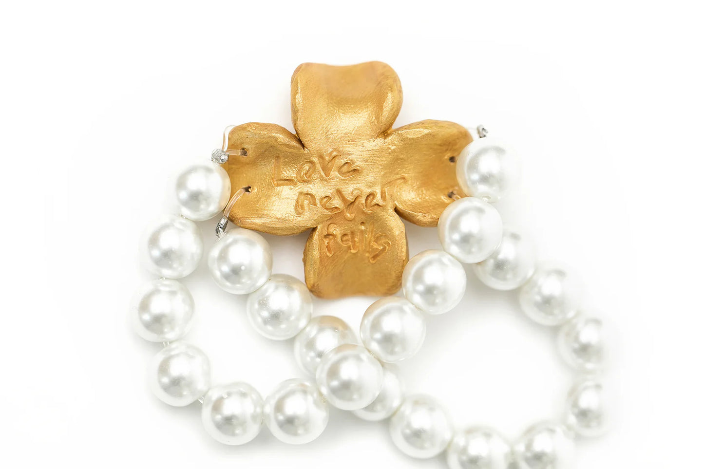 Hidden Truth Pearl Double Strand with Dogwood Flower Bracelet