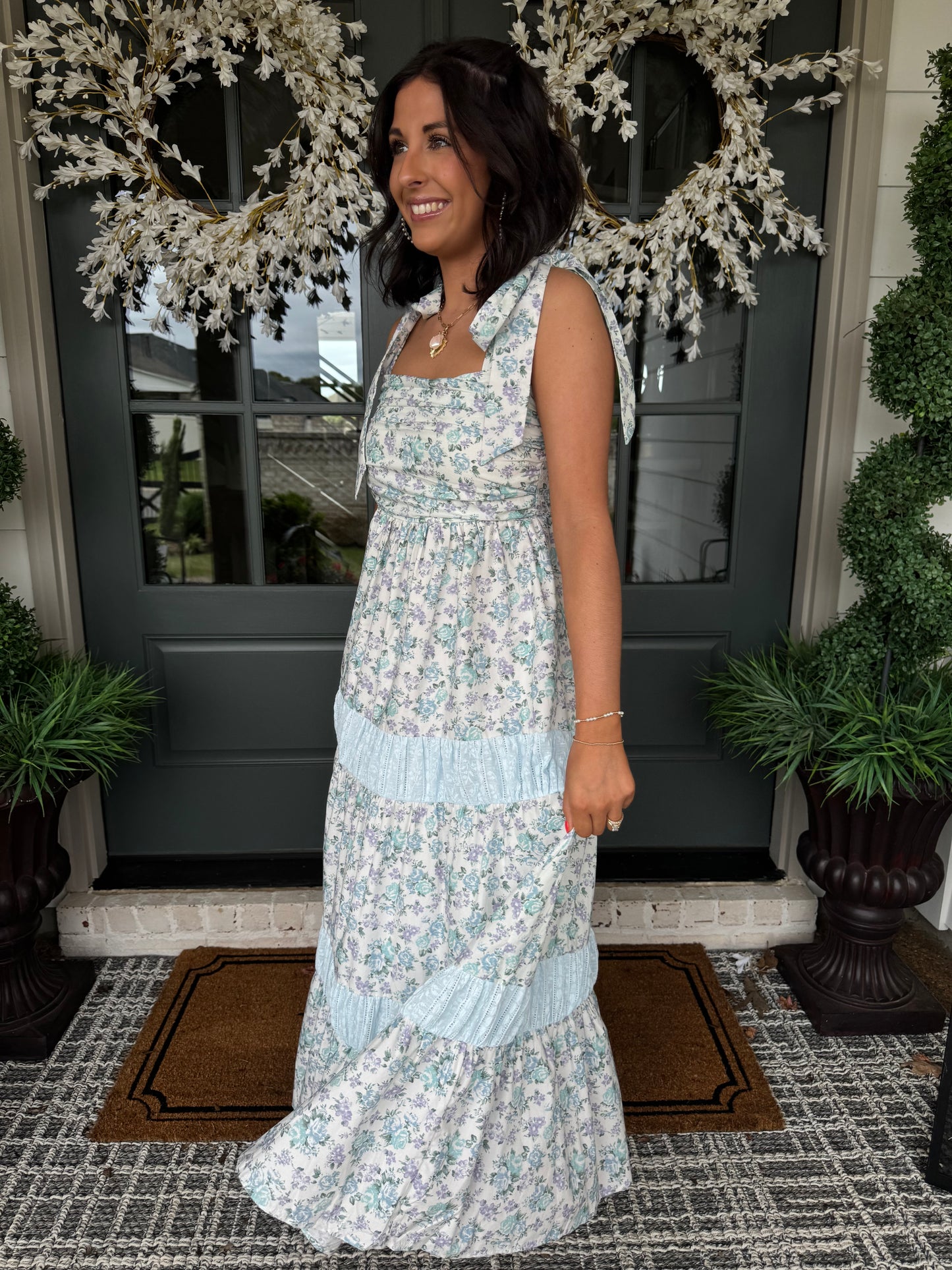 Lillian Blue Floral Maxi Dress