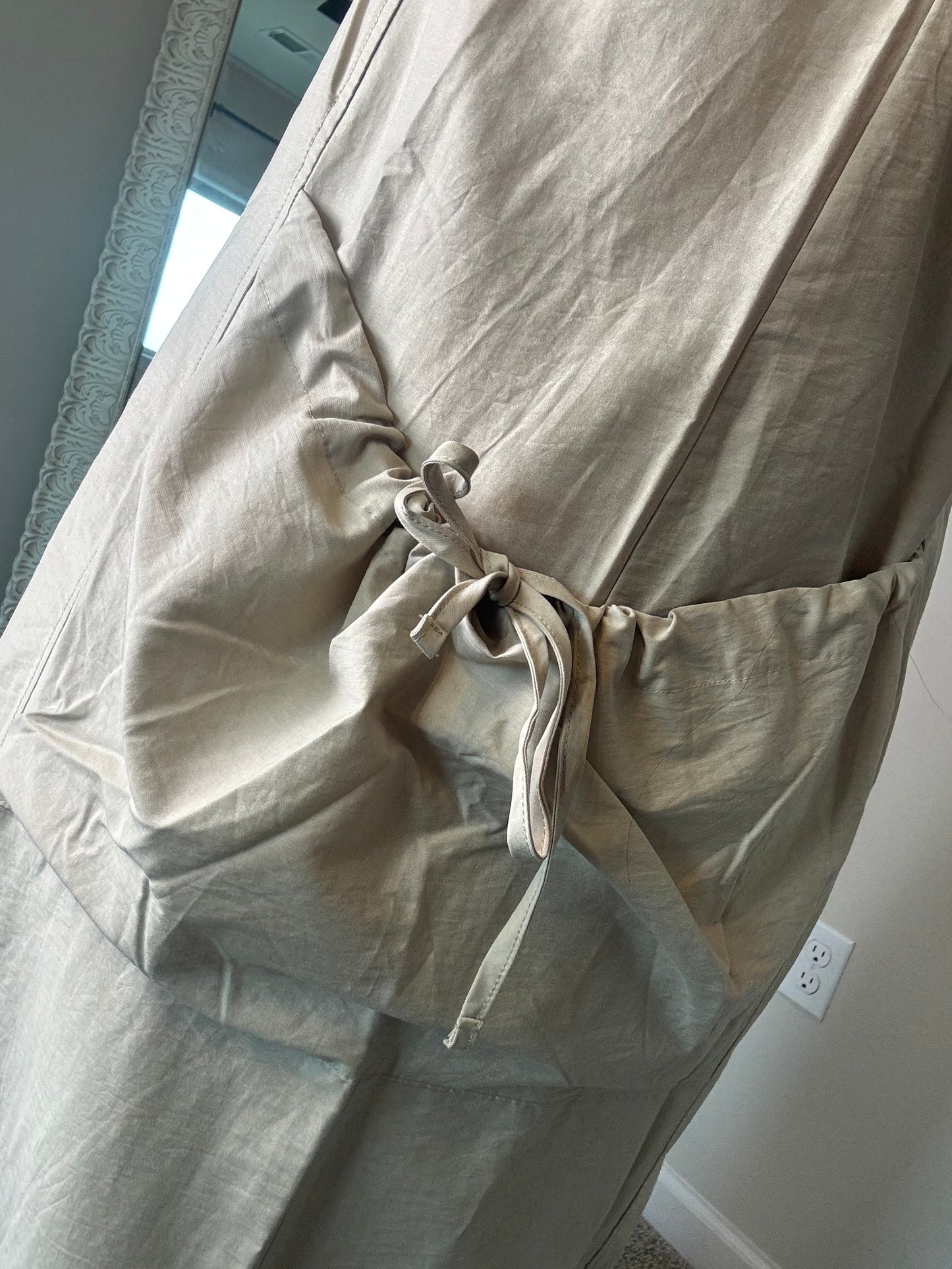 Phoebe Pocket Tie Sleeveless Midi Dress Sand Color