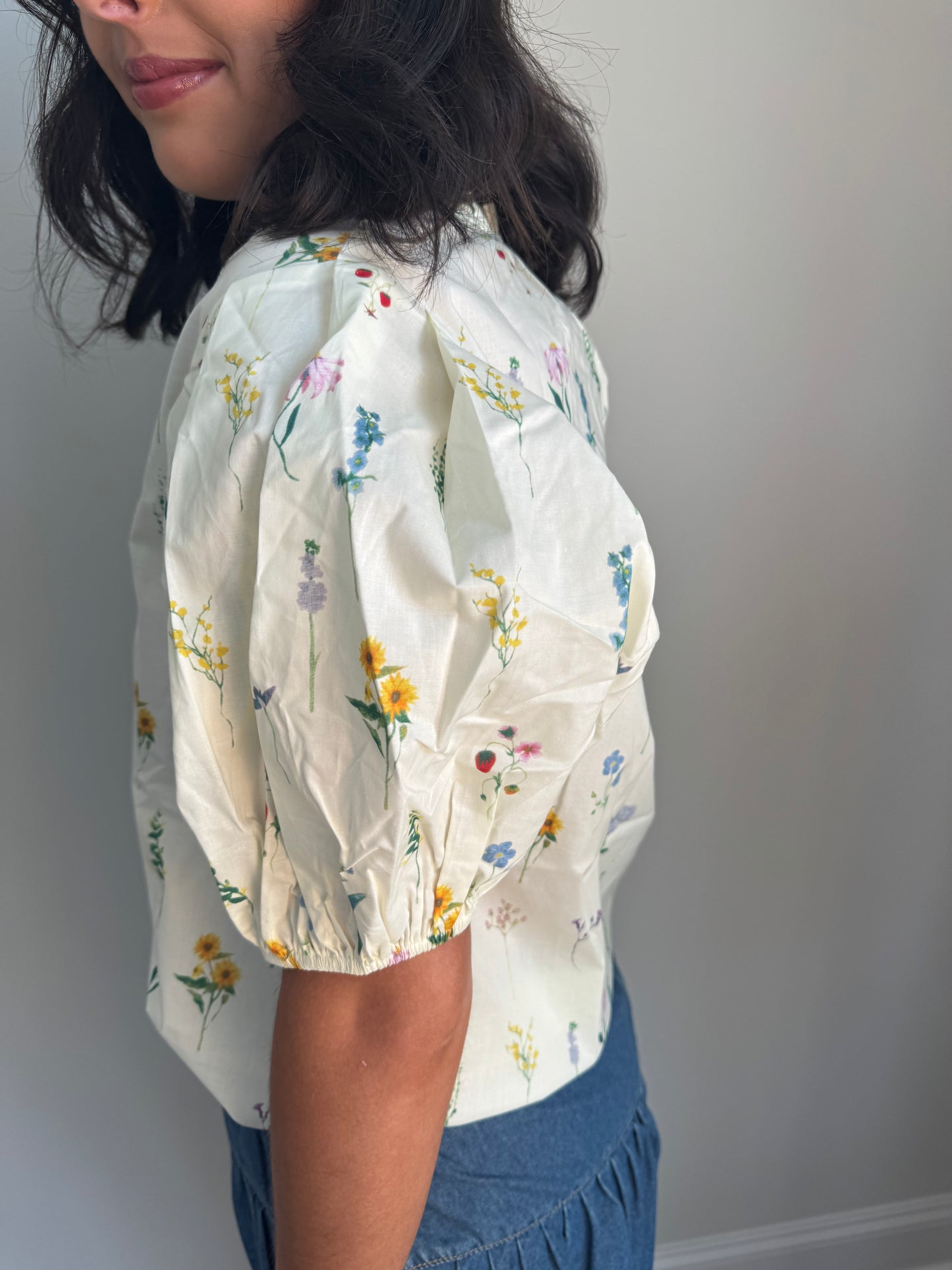 Cream Floral Top