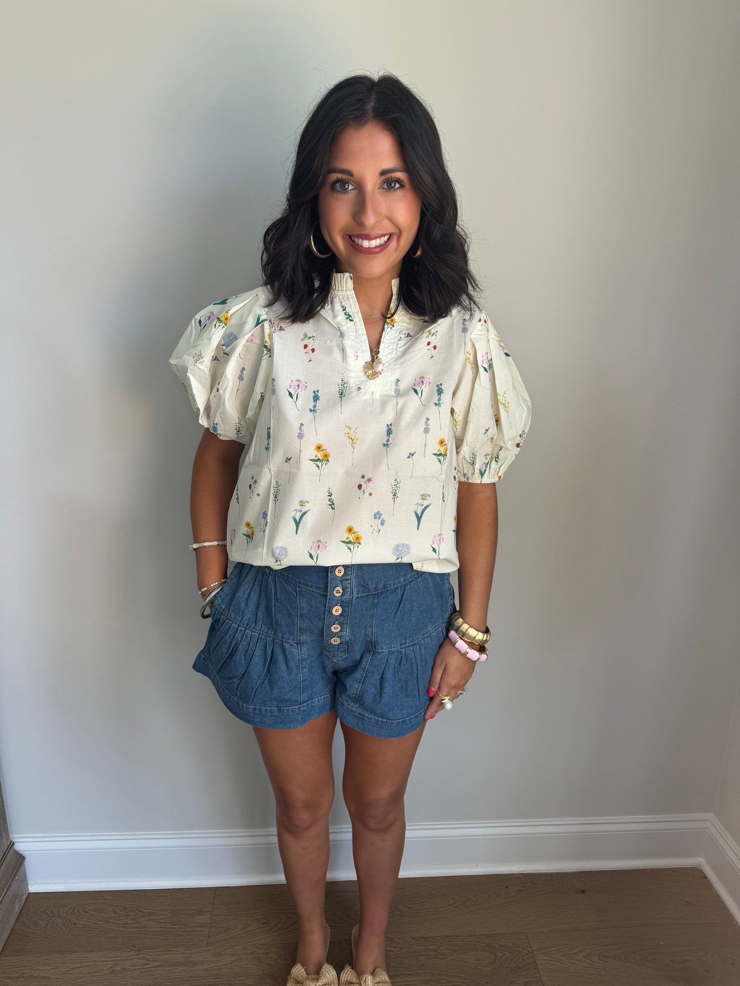 Cream Floral Top