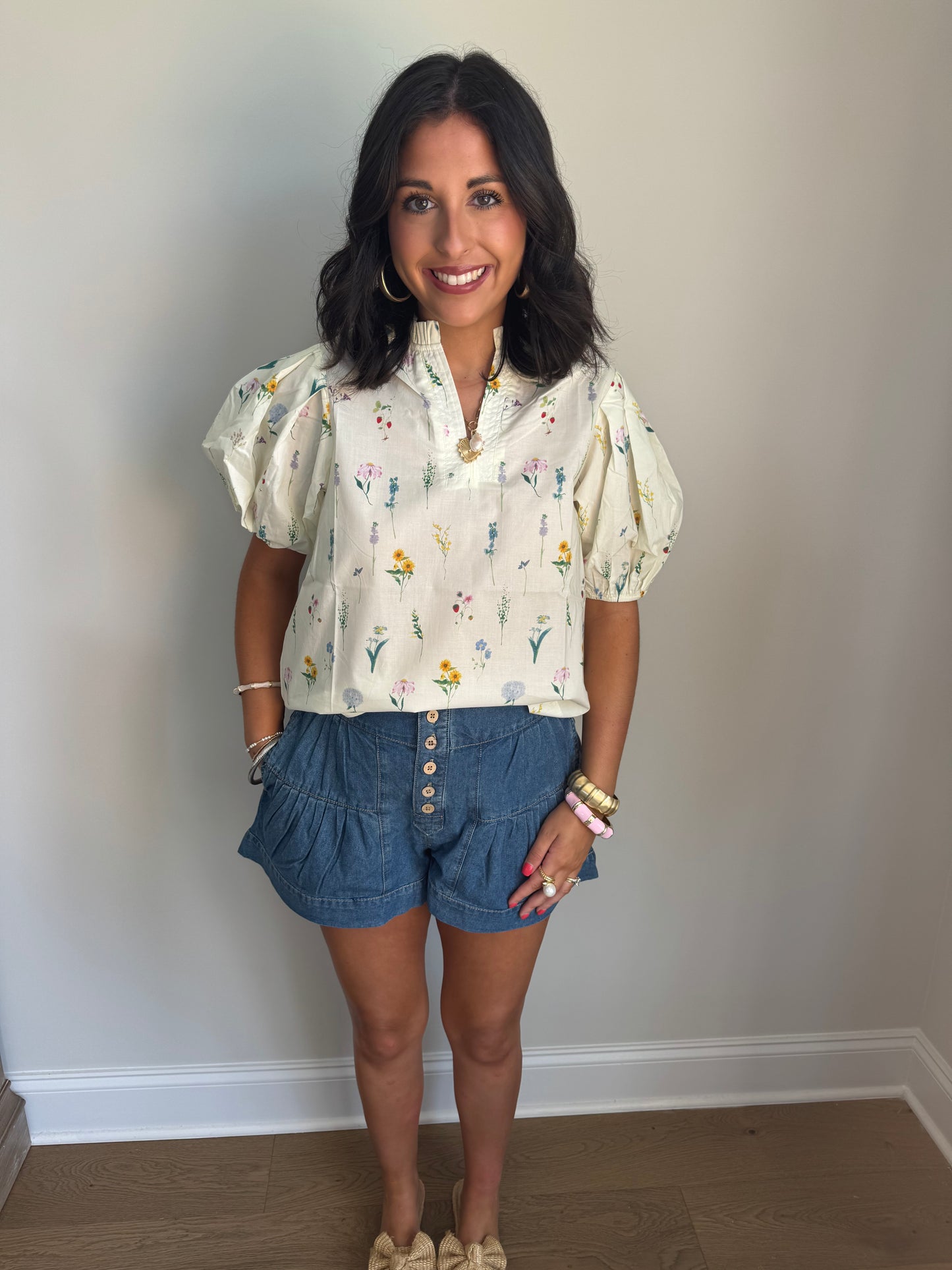 Cream Floral Top