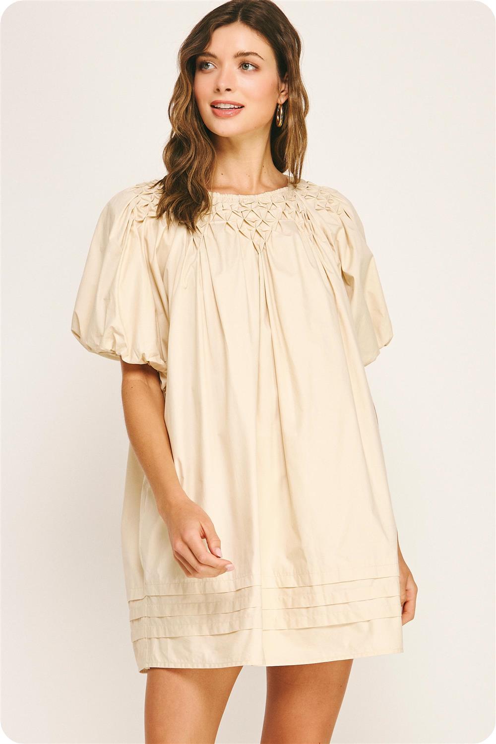 Strut bolt almond baby doll dress