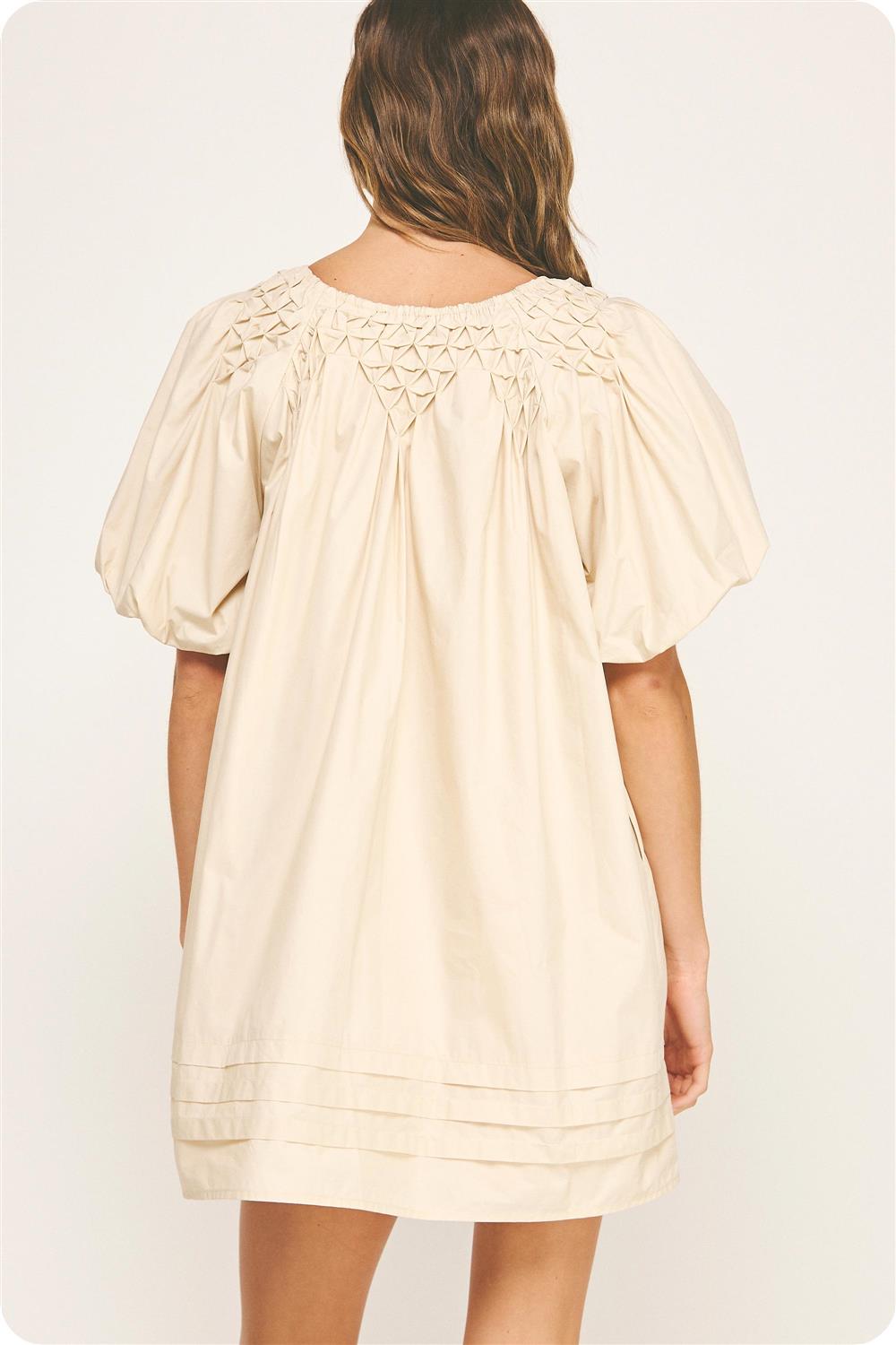 Strut bolt almond baby doll dress