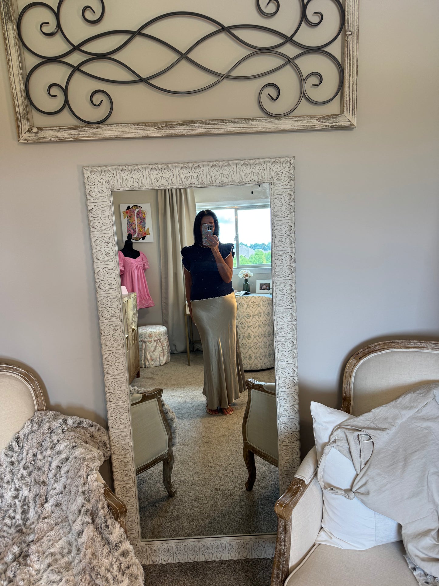 Silky Rayon Slip Midi Skirt