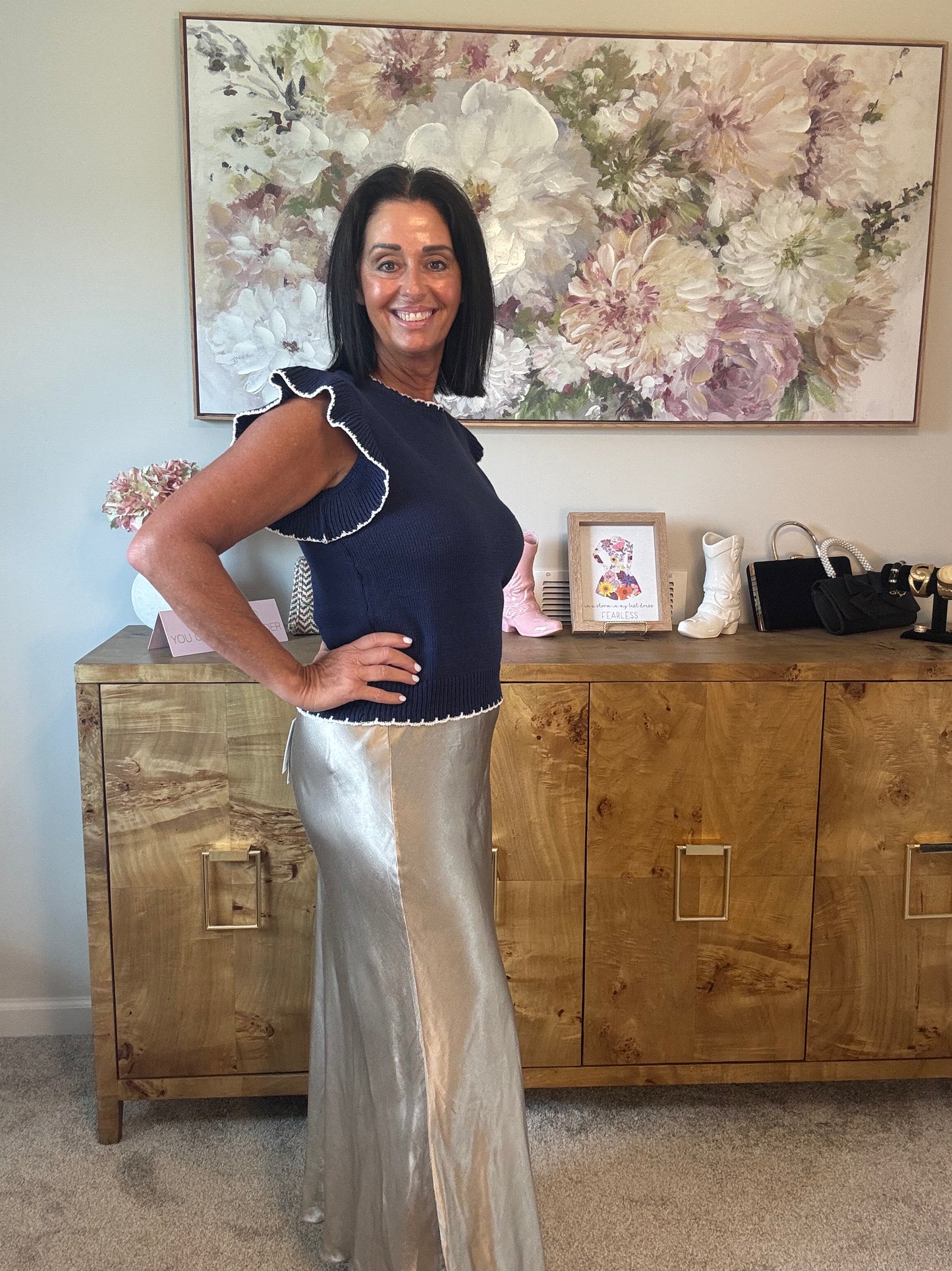Silky Rayon Slip Midi Skirt