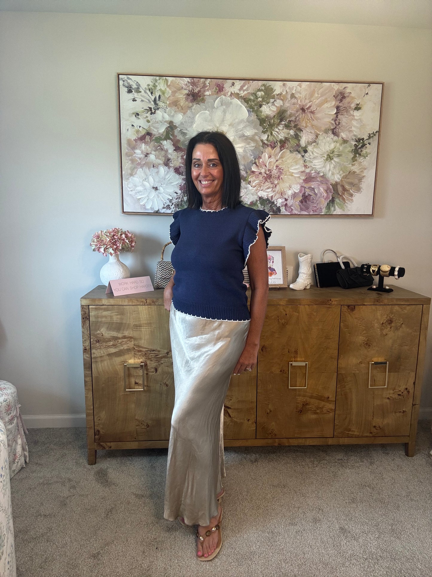 Silky Rayon Slip Midi Skirt