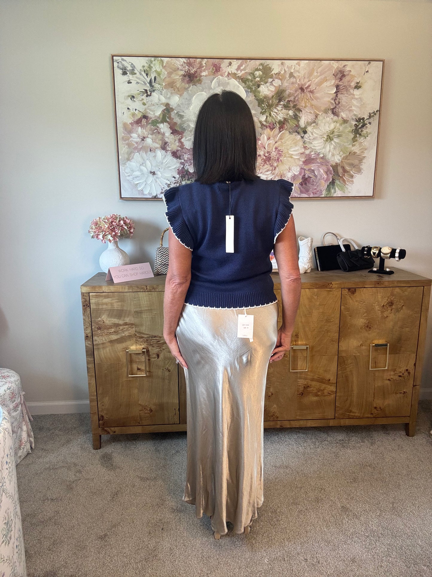 Silky Rayon Slip Midi Skirt