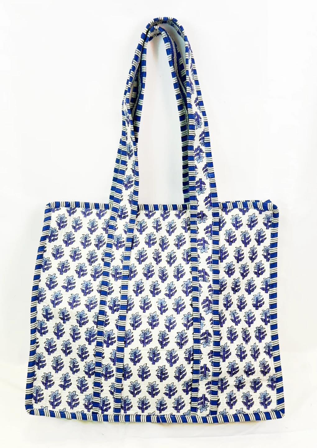 Blue Leaf Quilted Tote Bag