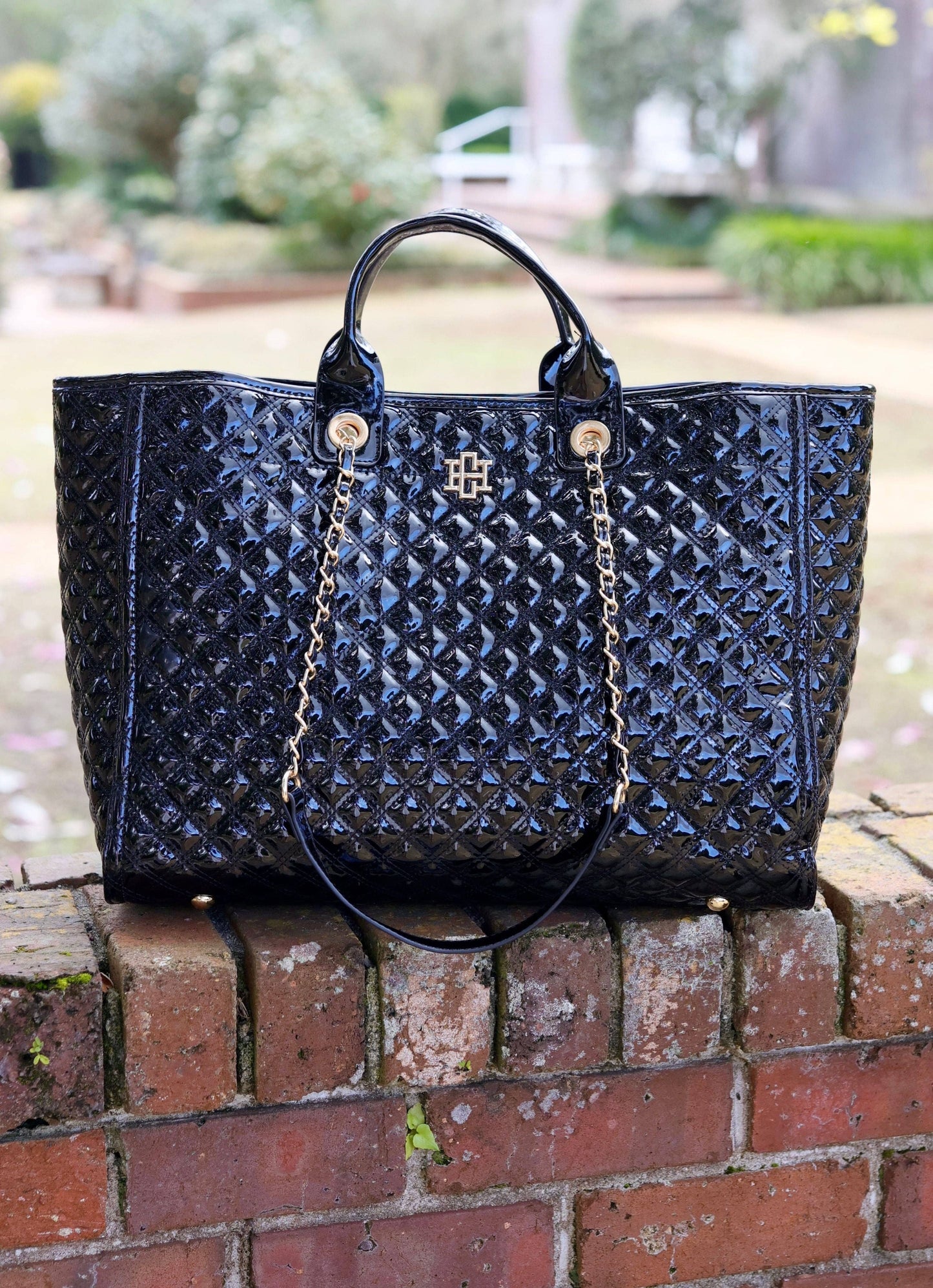 Melissa Tote Bag BLACK PATENT SQ