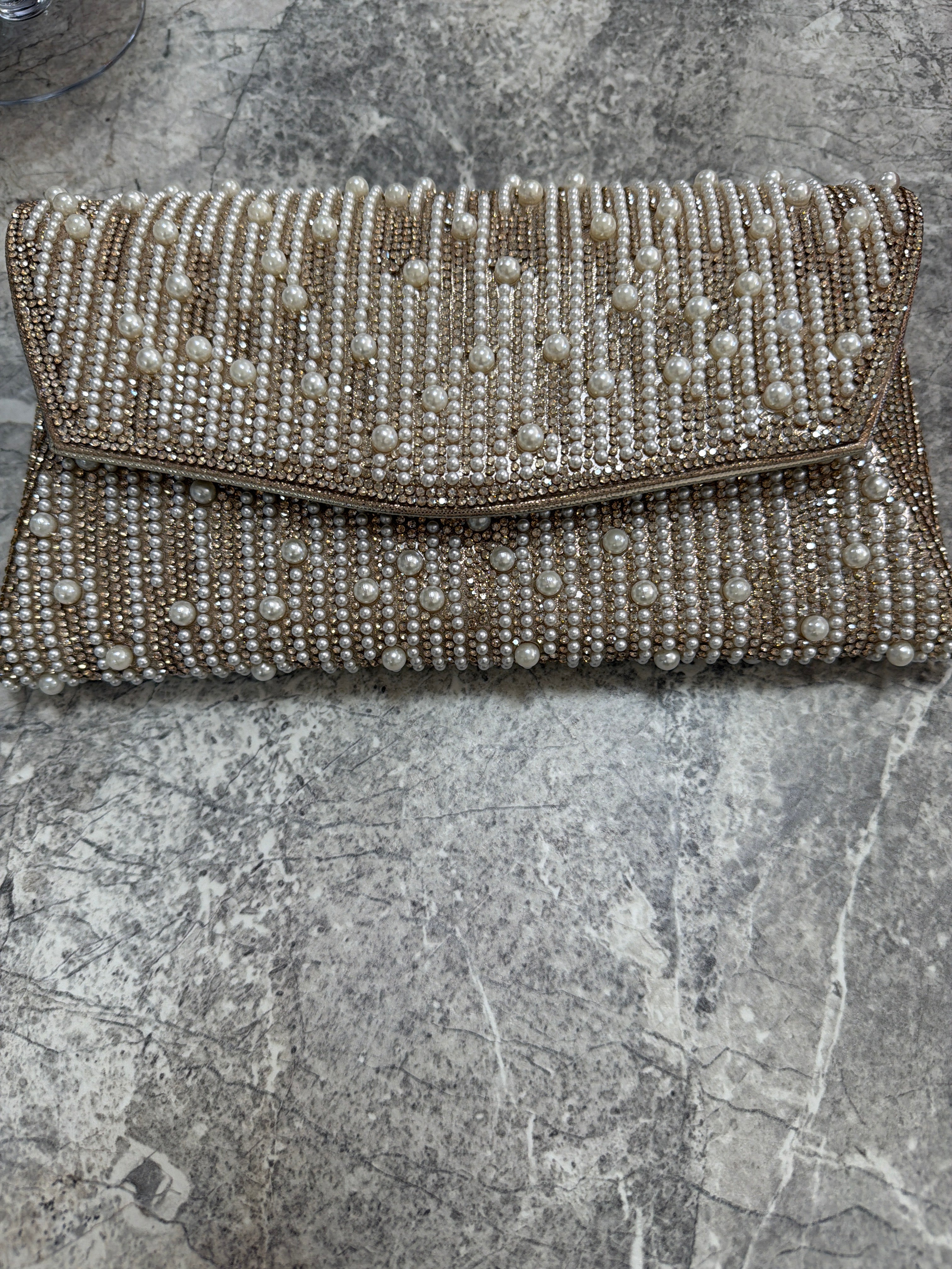 Gold With Pearl Clutch