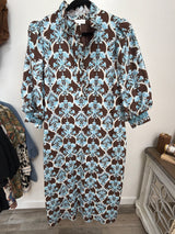 Brown/Blue Floral Maxi Dress plus