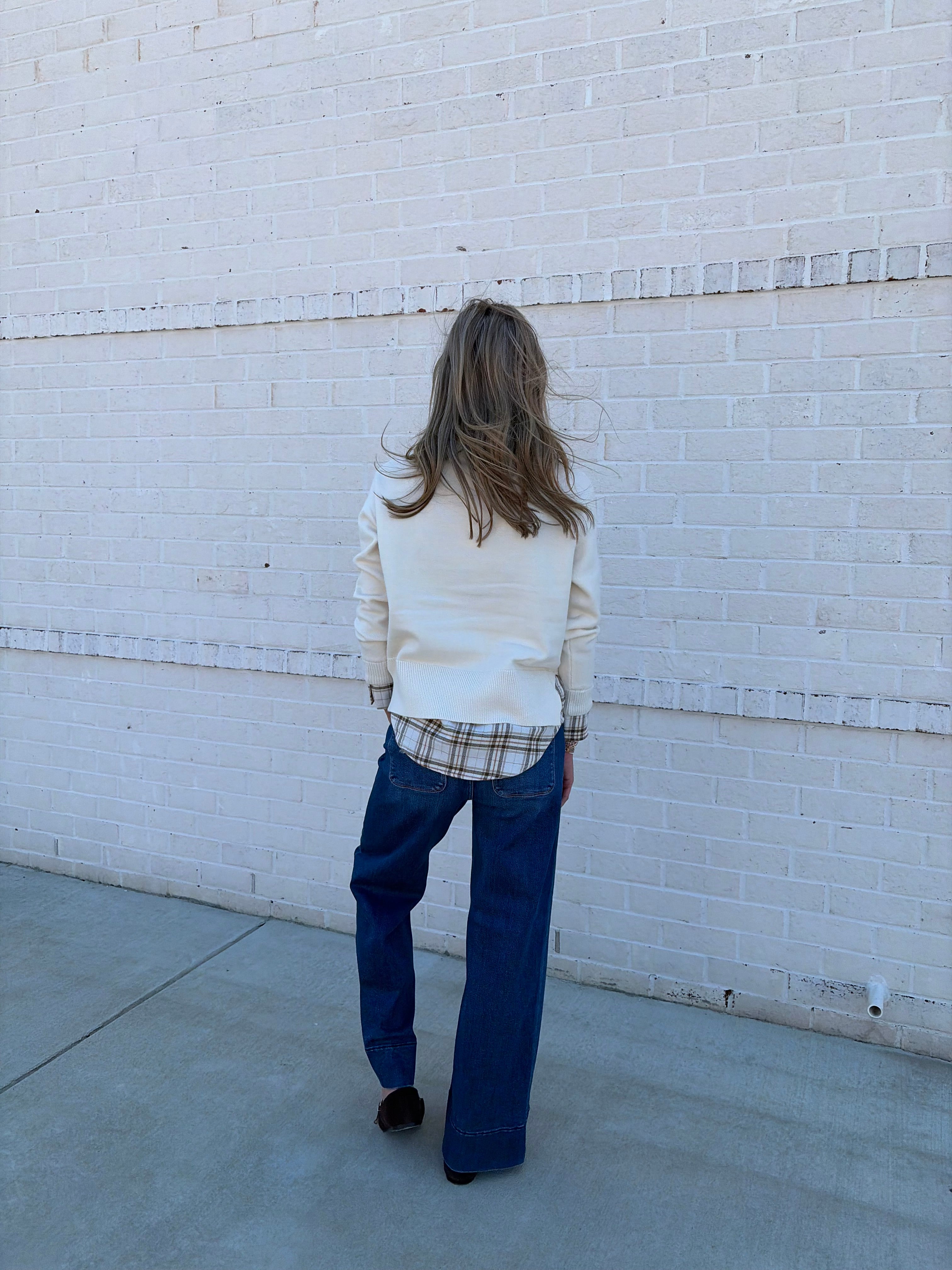 Layered Sweater w/Plaid
