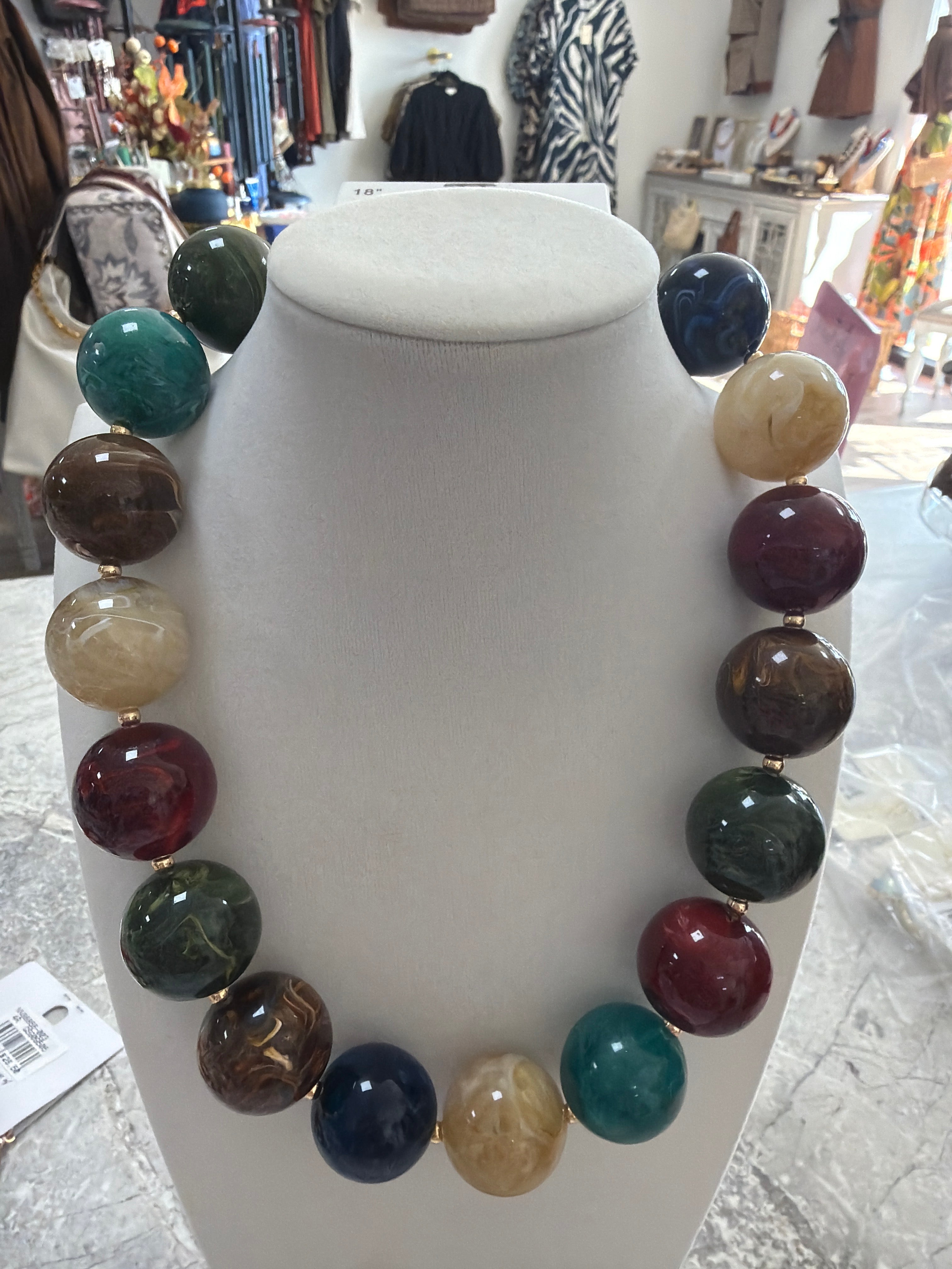 Marble Acrylic Bead Necklace