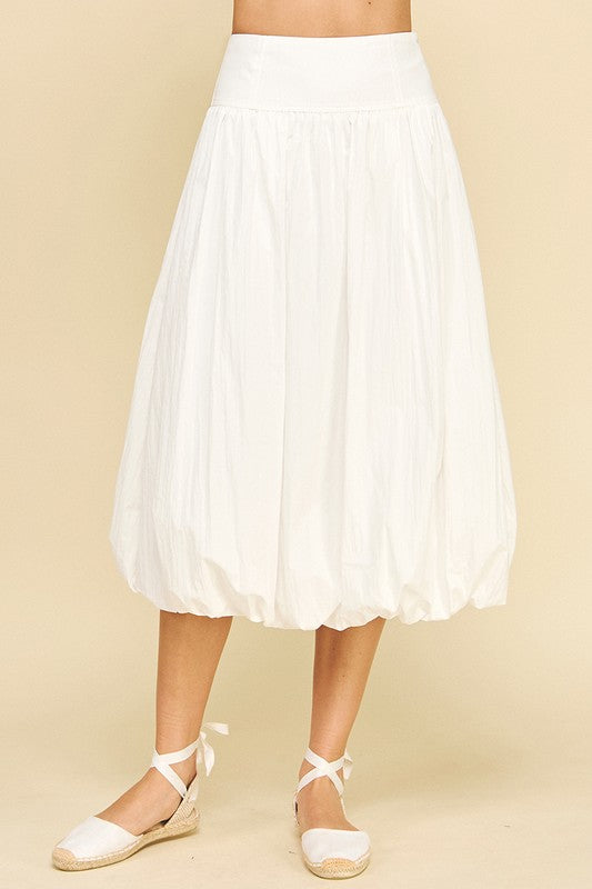 Make A Statement White Bubble Midi Skirt