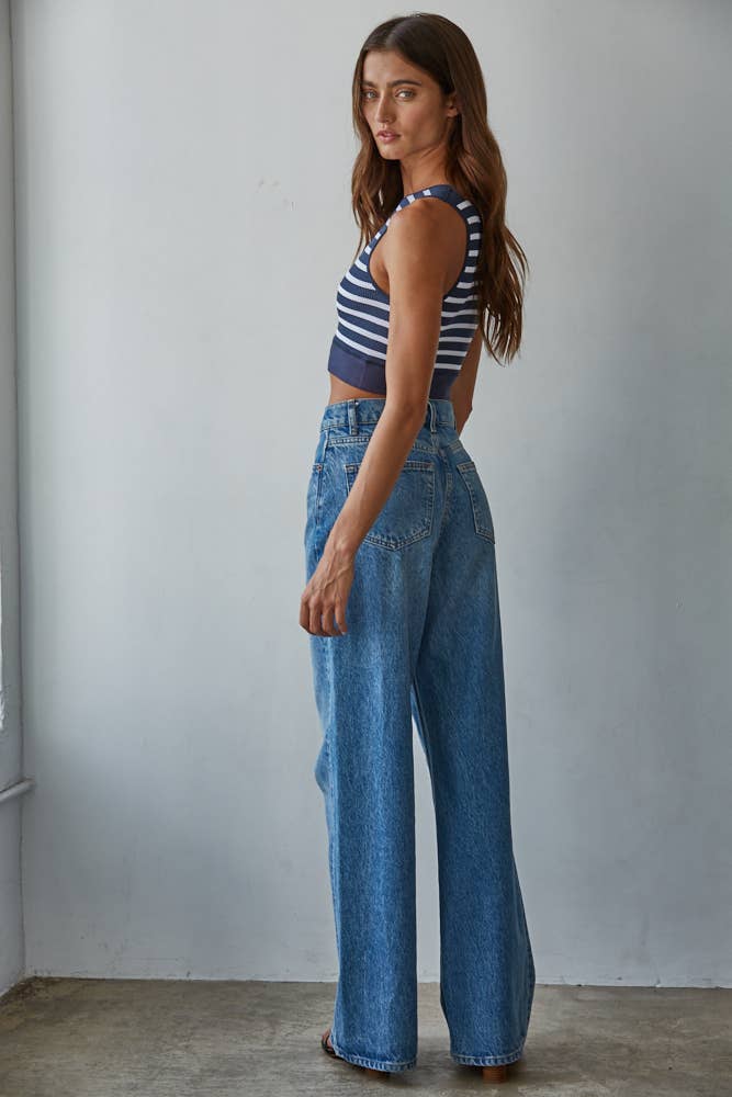 S1107 | Knit Seamless Ribbed Striped Racerback Brami