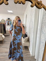 Blue and mocha floral top