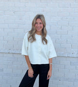 Button Down Short Sleeve Sweater