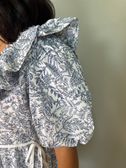 The Madeline Blue Print Mini Dress