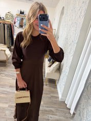 The Satin & Sweater Midi Dress