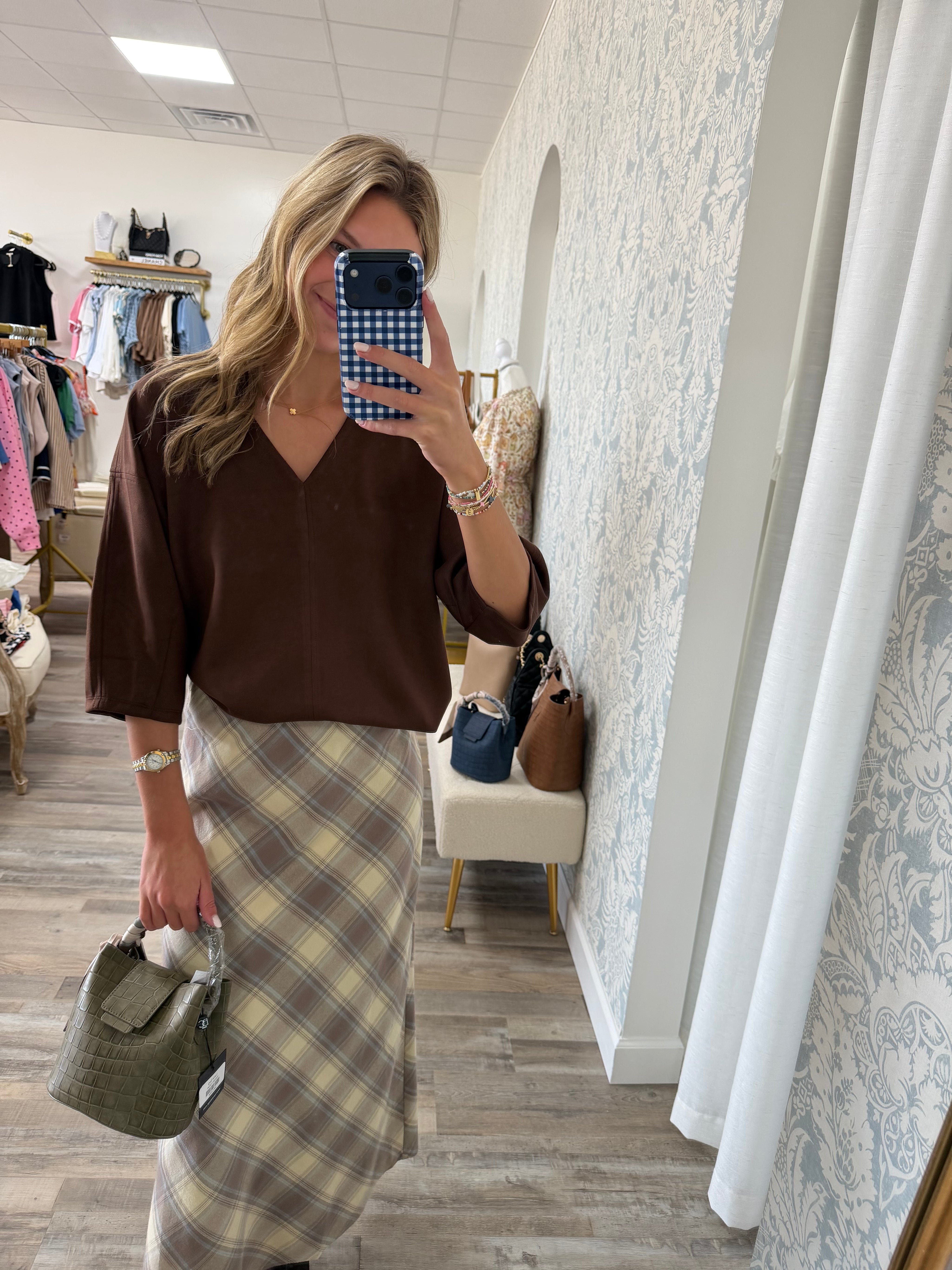 Brown top 3/4 sleeve