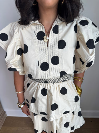 Strike a Pose Polka Dot Flutter Sleeve Dress