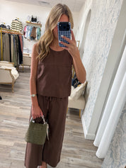 Karlie Chocolate Brown Wide Leg Pants