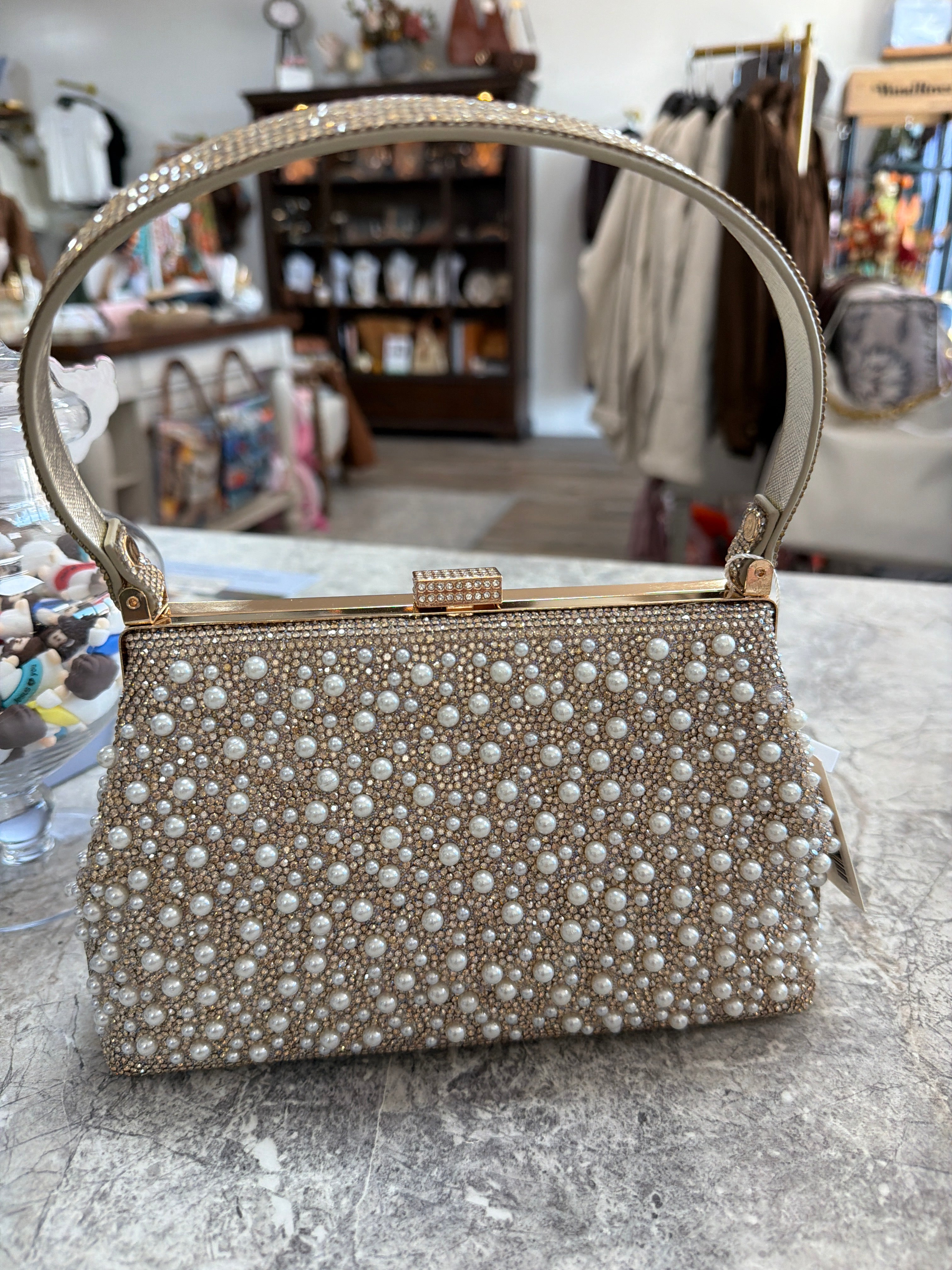Crystal & Pearl Handle Bag
