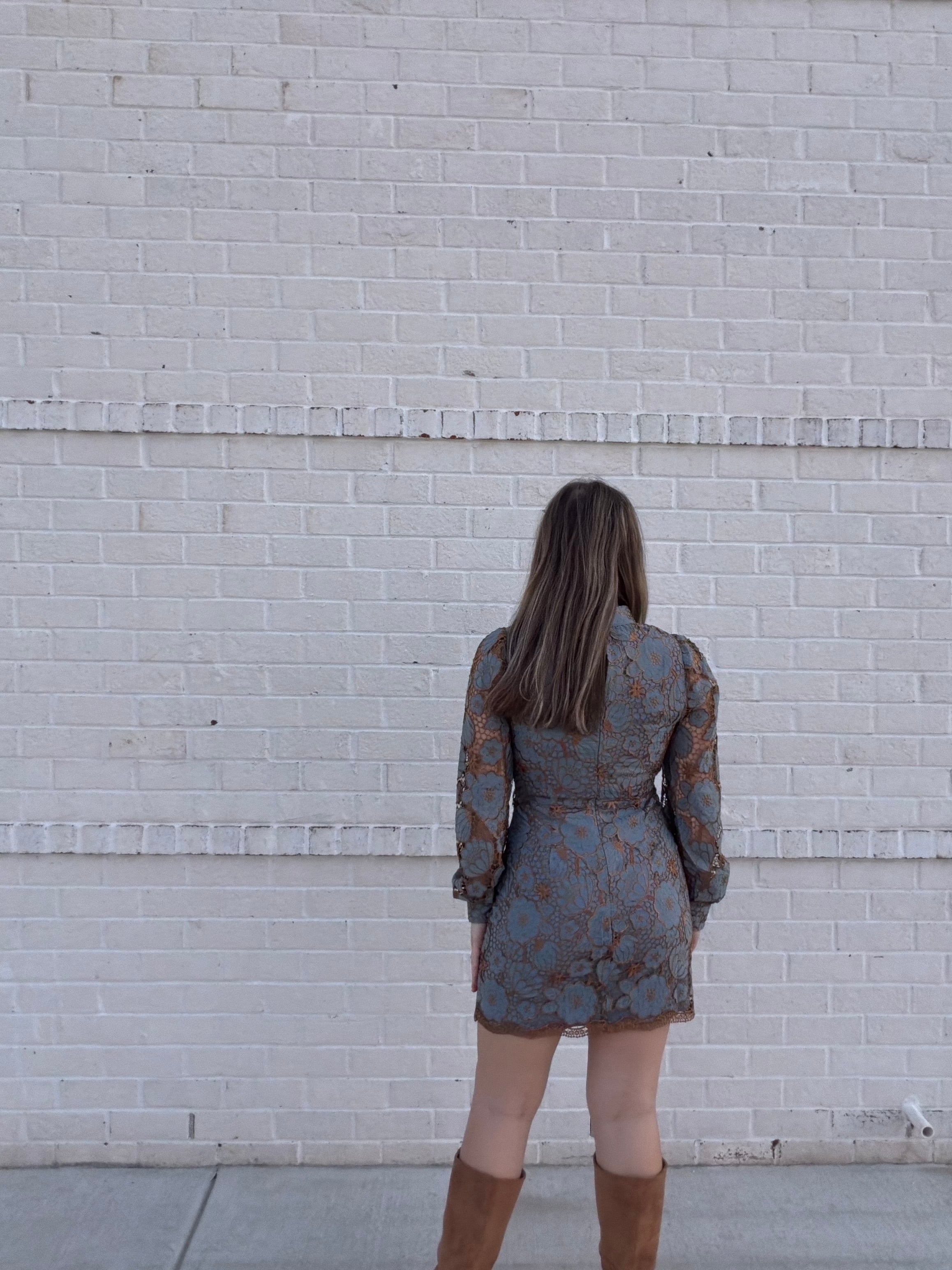 Blue/Bronze floral dress