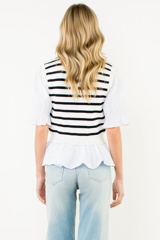 THML Mixed Black and White Striped top
