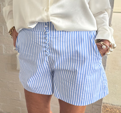 Karlie blue Stripe Poplin Button Short
